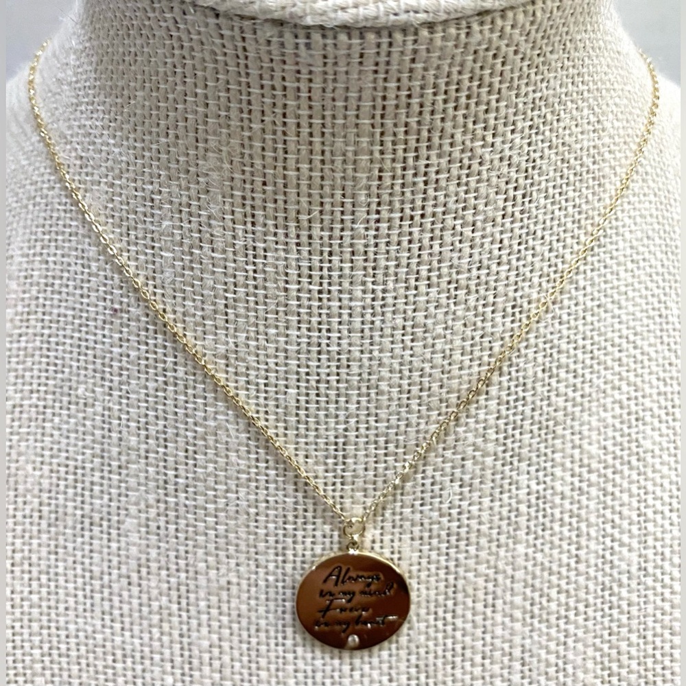 Silver Round Disc Charm Chain Necklace Always on my Mind Fall Preppy Cottagecore - Picture 13 of 13